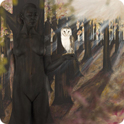 Utopia - Owl in Autumn Woods 120x120cm - 110x110cm - 70x70cm